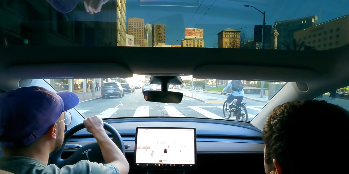 ‘Full Self-Driving’ Tesla Nearly Hits Biker Seconds After YouTuber Trumpets Beta Safety