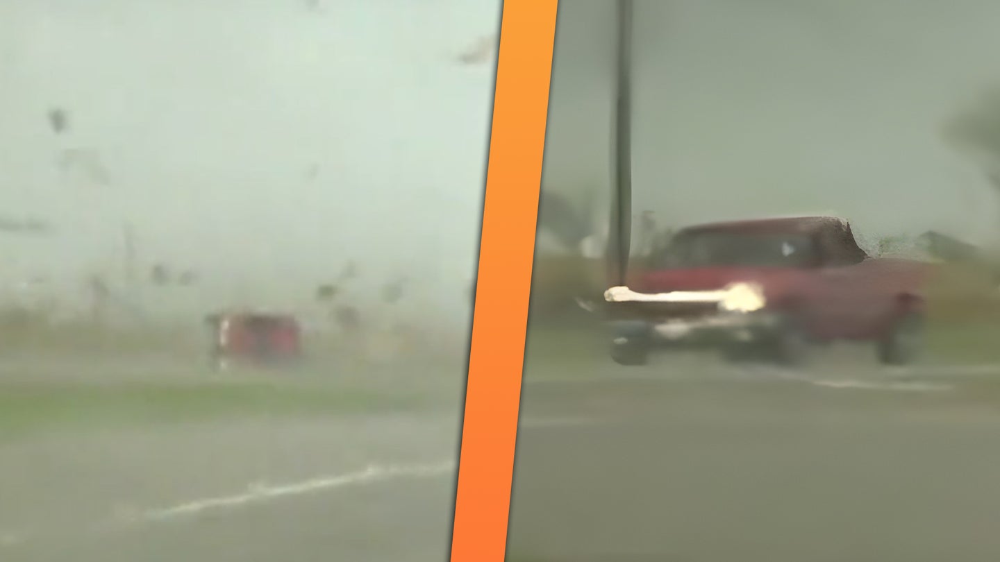 Storm Chaser Captures Chevy Silverado Getting Sucked Into Tornado, Driving Off