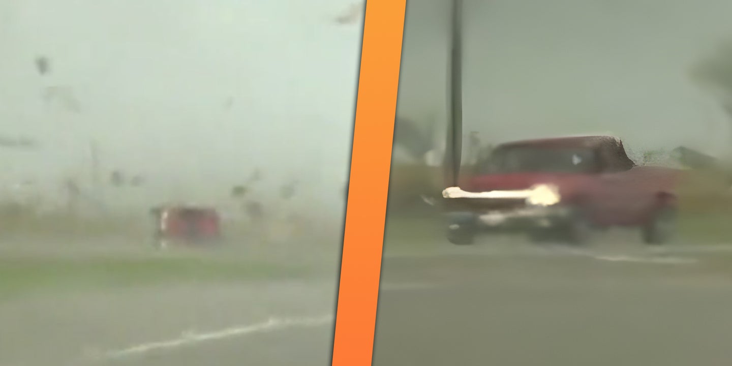 Storm Chaser Captures Chevy Silverado Getting Sucked Into Tornado, Driving Off