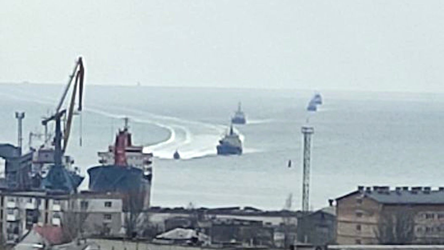 Russian Amphibious Ships Arrive In Captured Ukrainian City