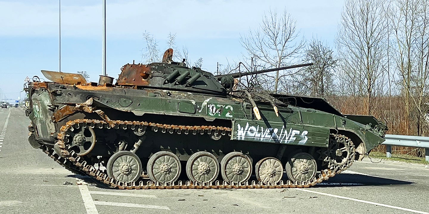 Destroyed Armored Vehicle In Ukraine Gets The &#8220;Wolverines!&#8221; From &#8216;Red Dawn&#8217; Treatment
