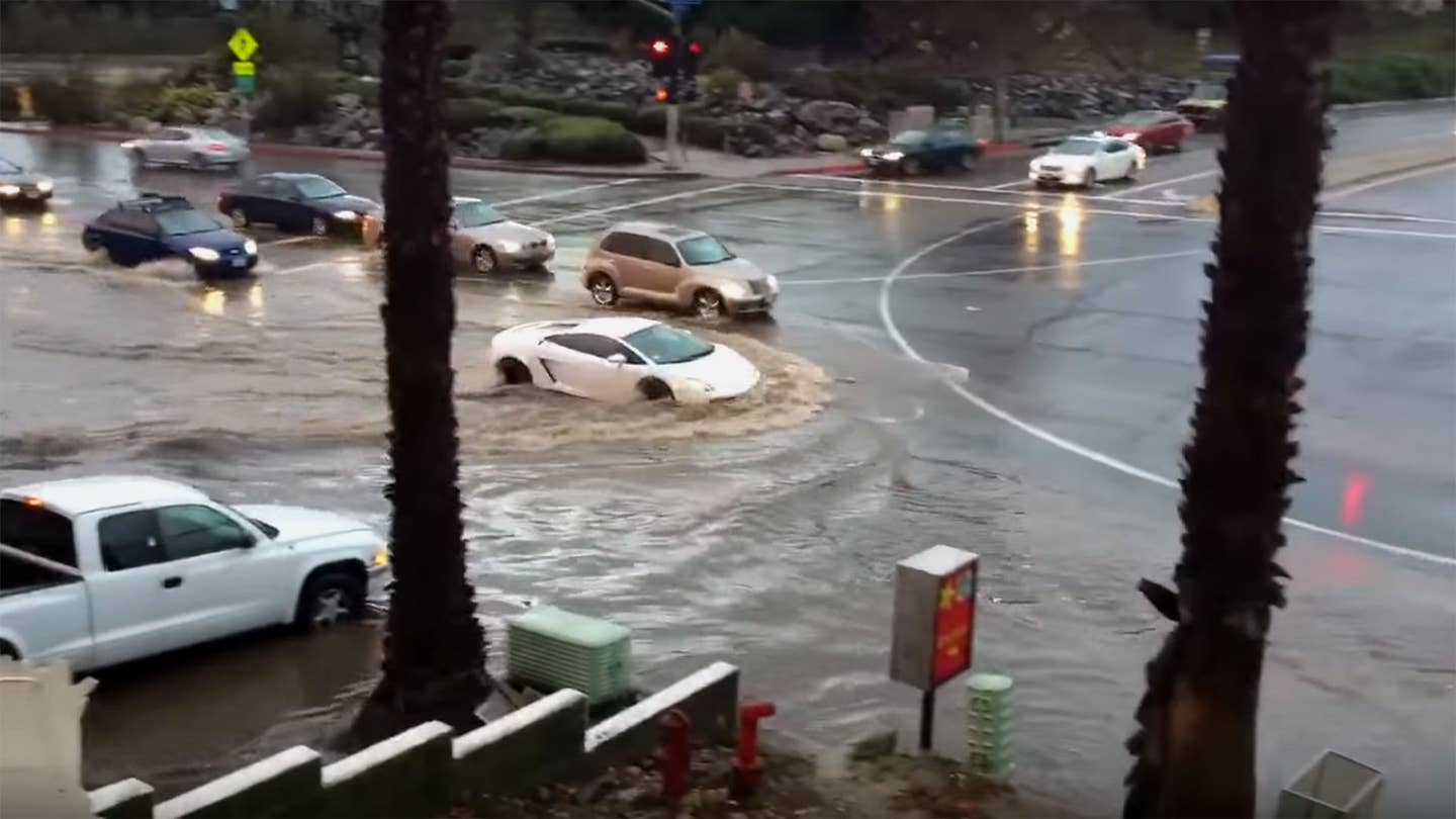 Lamborghini Hits San Diego Flood, Doesn&#8217;t Care
