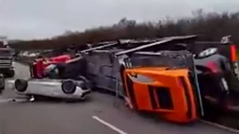 French Supercar Transporter Crashes, Gives Us the Sads