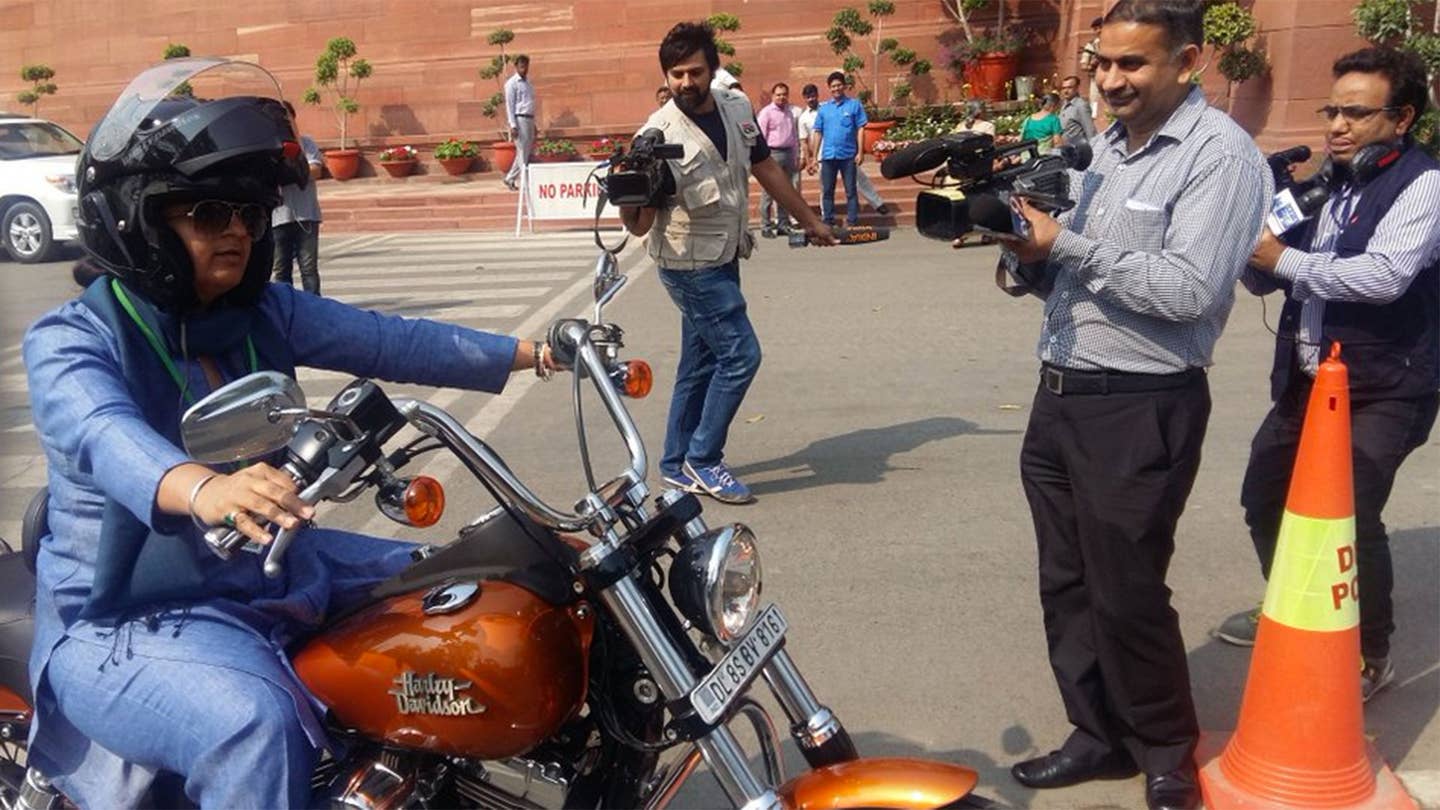On International Women’s Day, Badass Indian Lawmaker Rides Harley to Work
