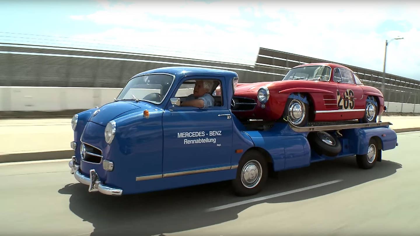 Watch Jay Leno Scratch the Hell Out of His Vintage Mercedes