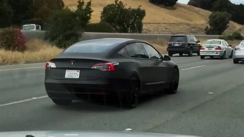 Tesla Model 3 Caught on Video Cruising Down the Highway