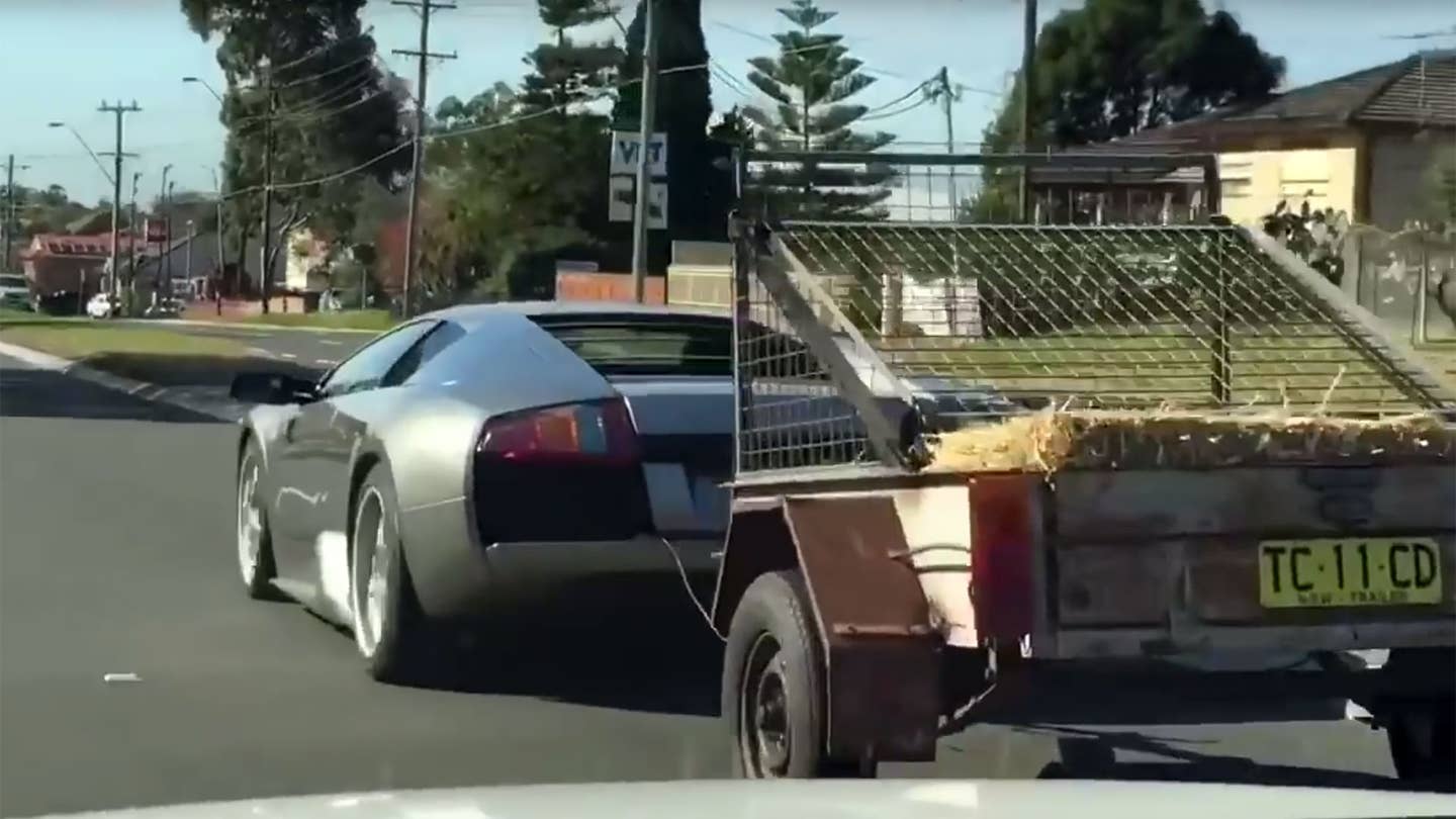 Watch This Lamborghini Murcielago Tow Some Goats