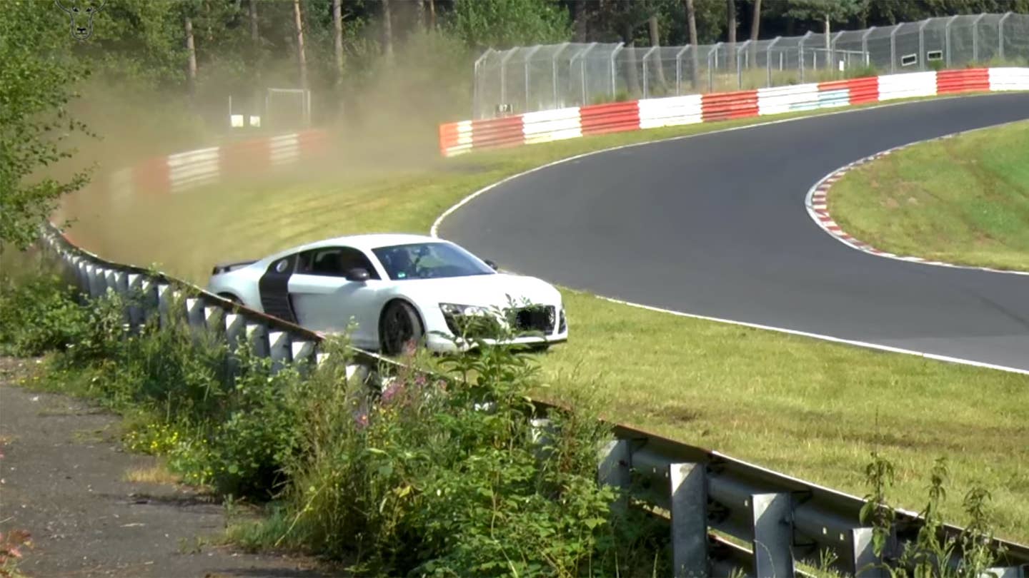 Watch This Audi R8 Nearly Crash at the Nürburgring