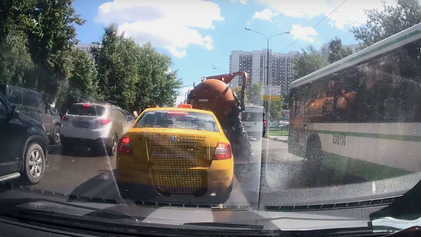 Watch This Poop Truck Explode in the Middle of Moscow