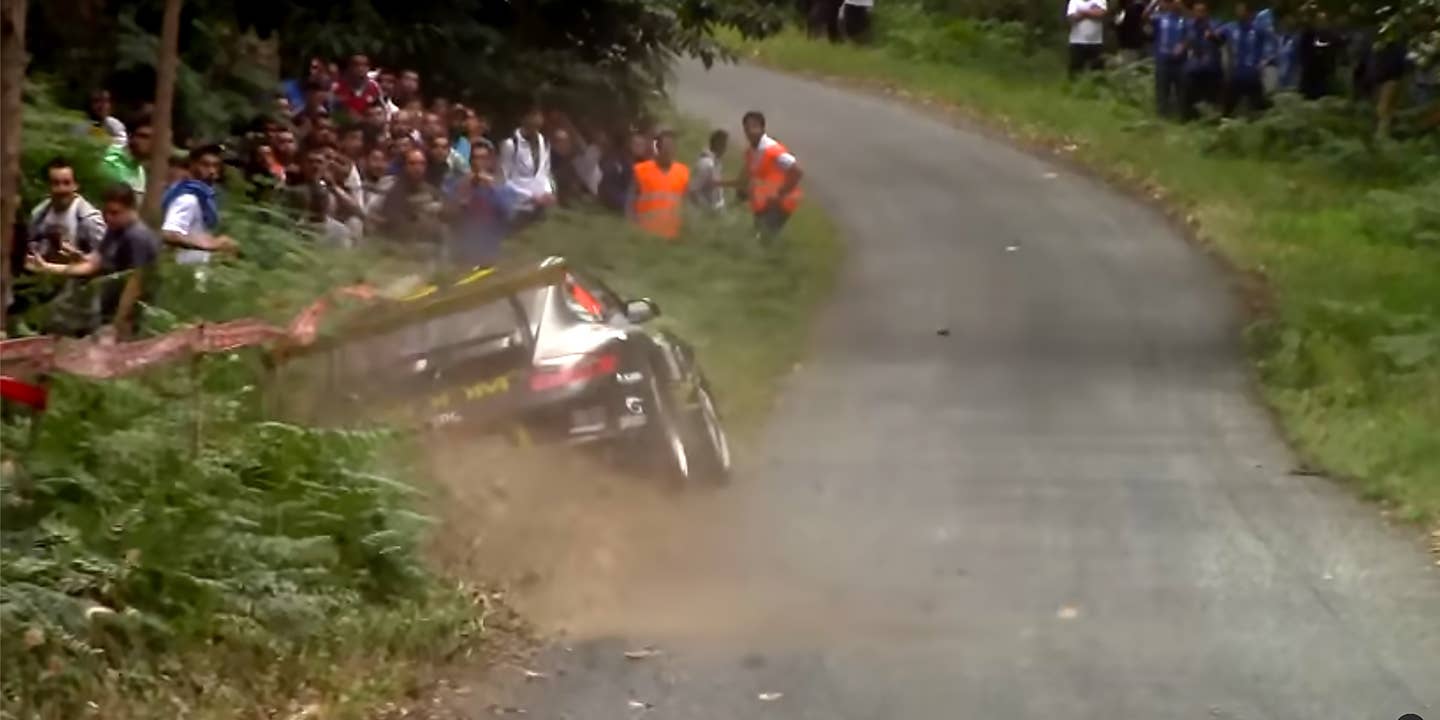 Watch This Porsche 911 Rally Driver Almost Hit a Crowd