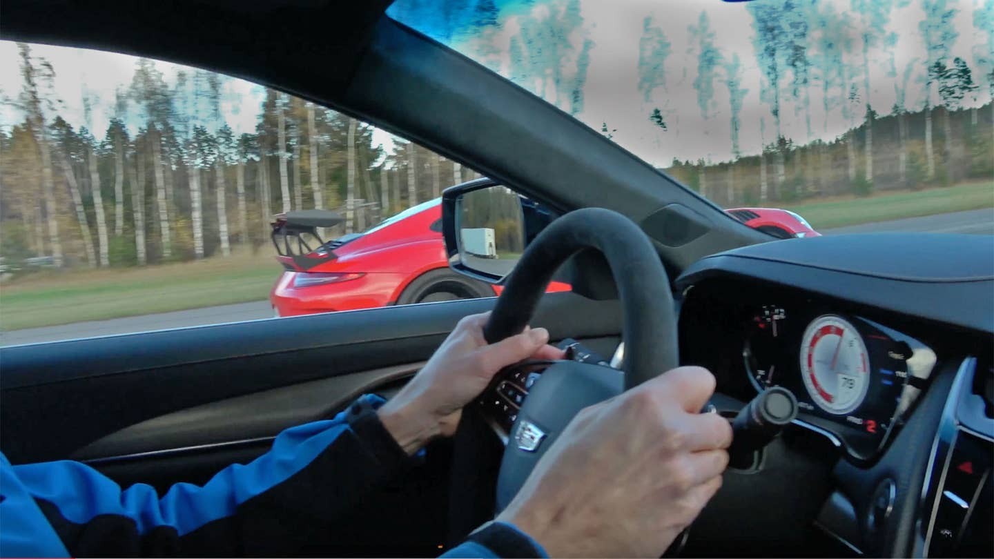 Watch a Porsche 911 GT3 RS Annihilate a Cadillac CTS-V in a Race