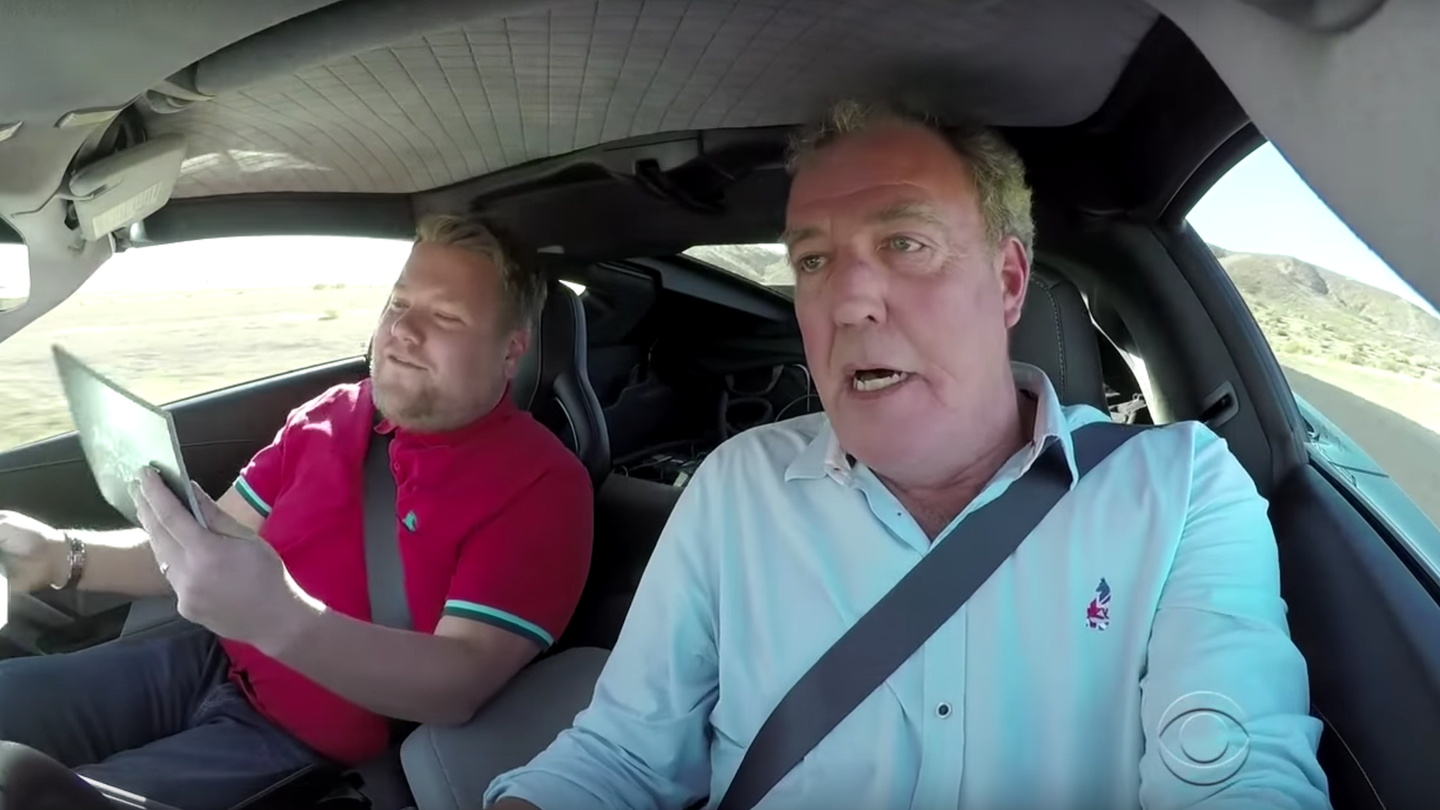 Watch James Corden Grill The Grand Tour Guys in a Corvette Grand Sport—On the Track