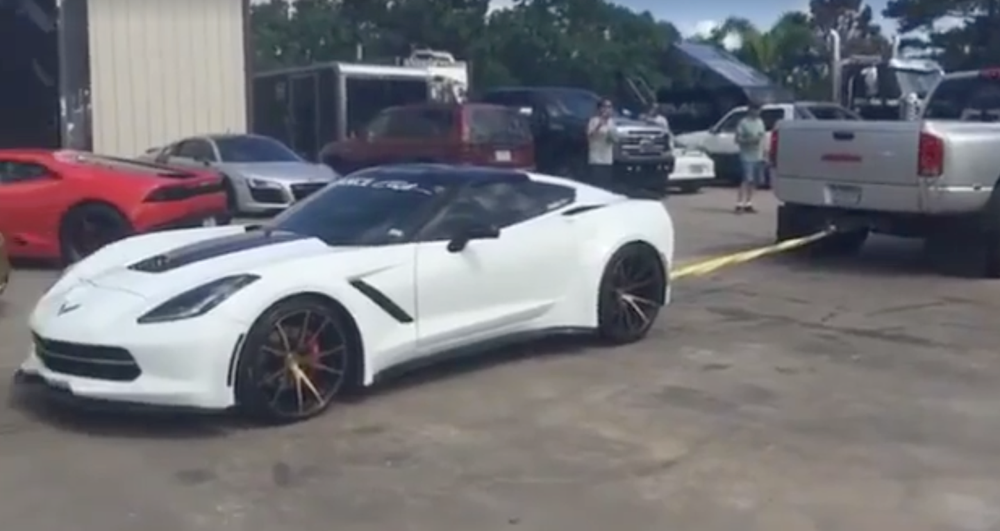 Watch This Truck Recklessly Tow Away a Carelessly-Parked Corvette