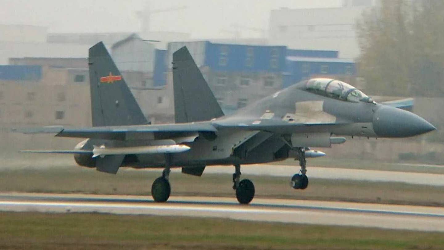 Shadowy New Missile Appears Under the Wing of Chinese J-16 Fighter