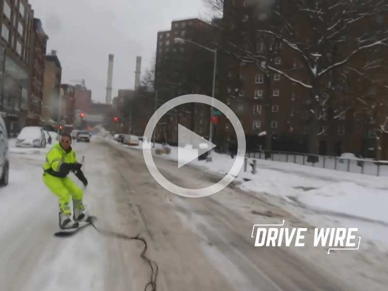 Drive Wire: When Weather Gives You A Blizzard, Go Snowboarding In The City
