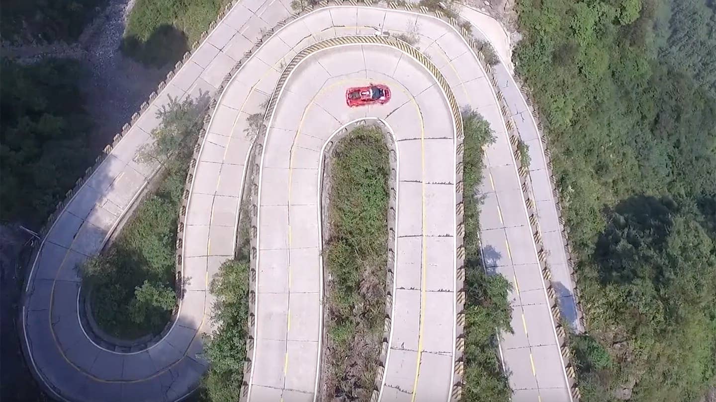 Watch a Ferrari 458 Set a Record on China’s Terrifying Mountain Road