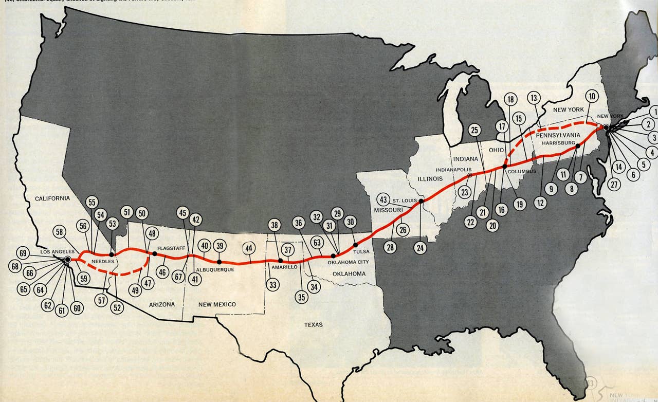 1970's Cannonball Run Map
