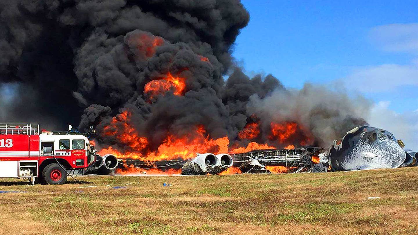 B-52 Stratofortress Crashes and Burns at Andersen Air Force Base in Guam