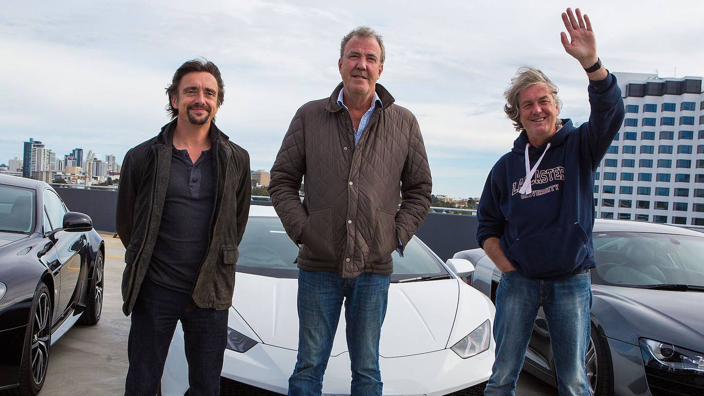 Clarkson, Hammond and May Talk <em>The Grand Tour</em> and <em>Top Gear</em> With Adam Carolla