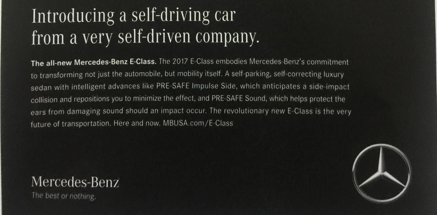 Mercedes Is STILL Running “Self-Driving Car” Ads For The NOT Self-Driving E-Class (UPDATED)