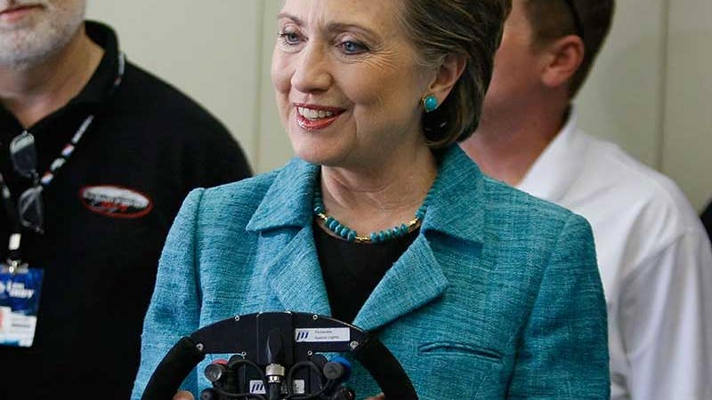 Please, Look at Hillary Clinton Pretending to Drive an IndyCar