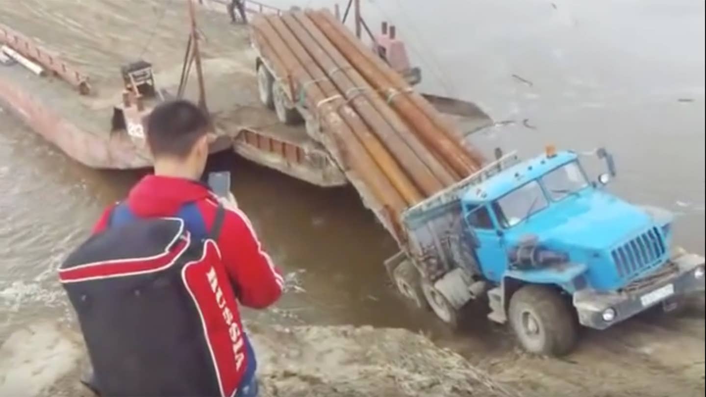 Watch This Truck Slowly Slide to Its Doom