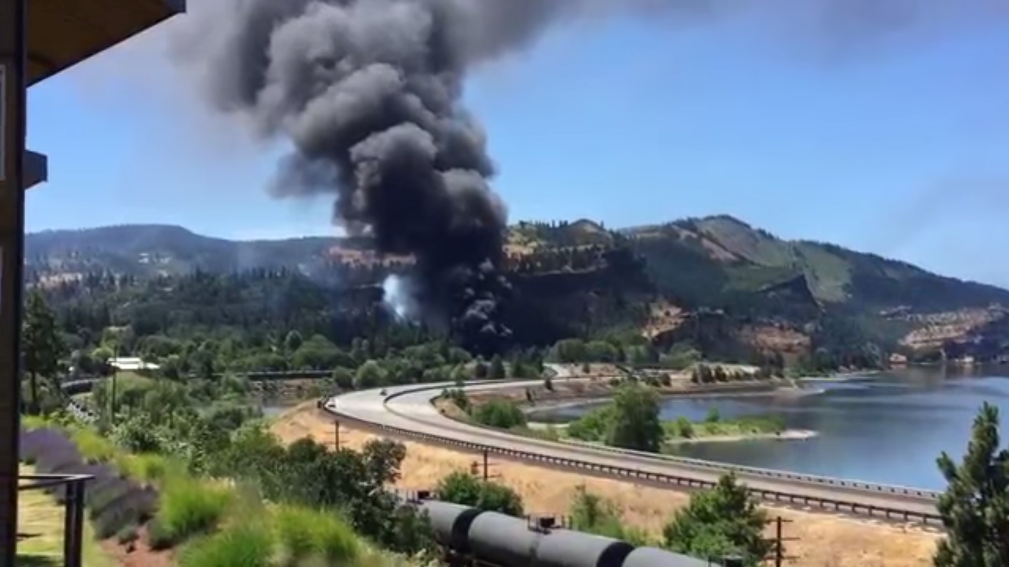 Derailed Oregon Oil Train Catches Fire, Spills Crude Into Columbia River