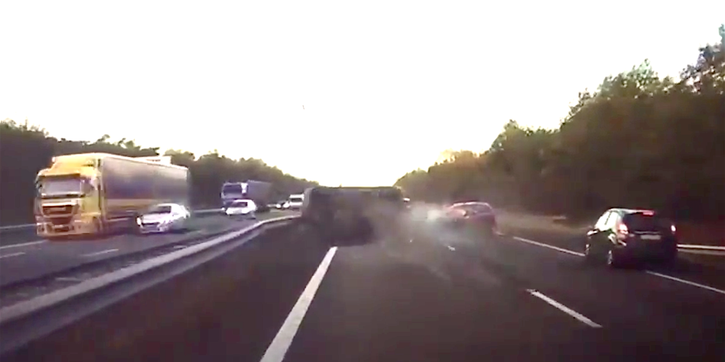 Watch this Tesla Predict and Avoid a Nasty Highway Wreck
