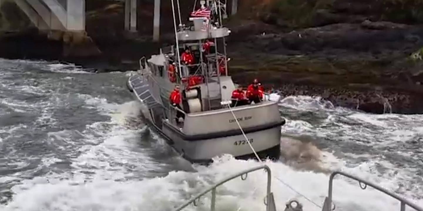 Watching This Coast Guard Lifeboat Towing Its Twin Through A Narrow Inlet Is Totally Nerve-Racking