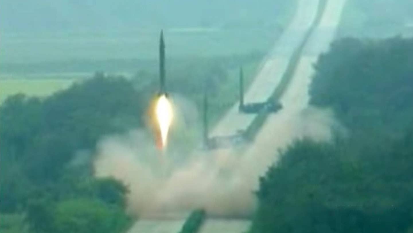Watch North Korea Launch Three Ballistic Missiles From A Highway