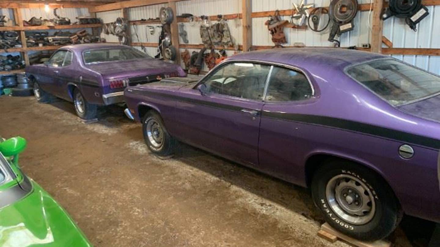 Score Two Plum Crazy Mopars and a Ton of Parts at This Midwest Estate Sale