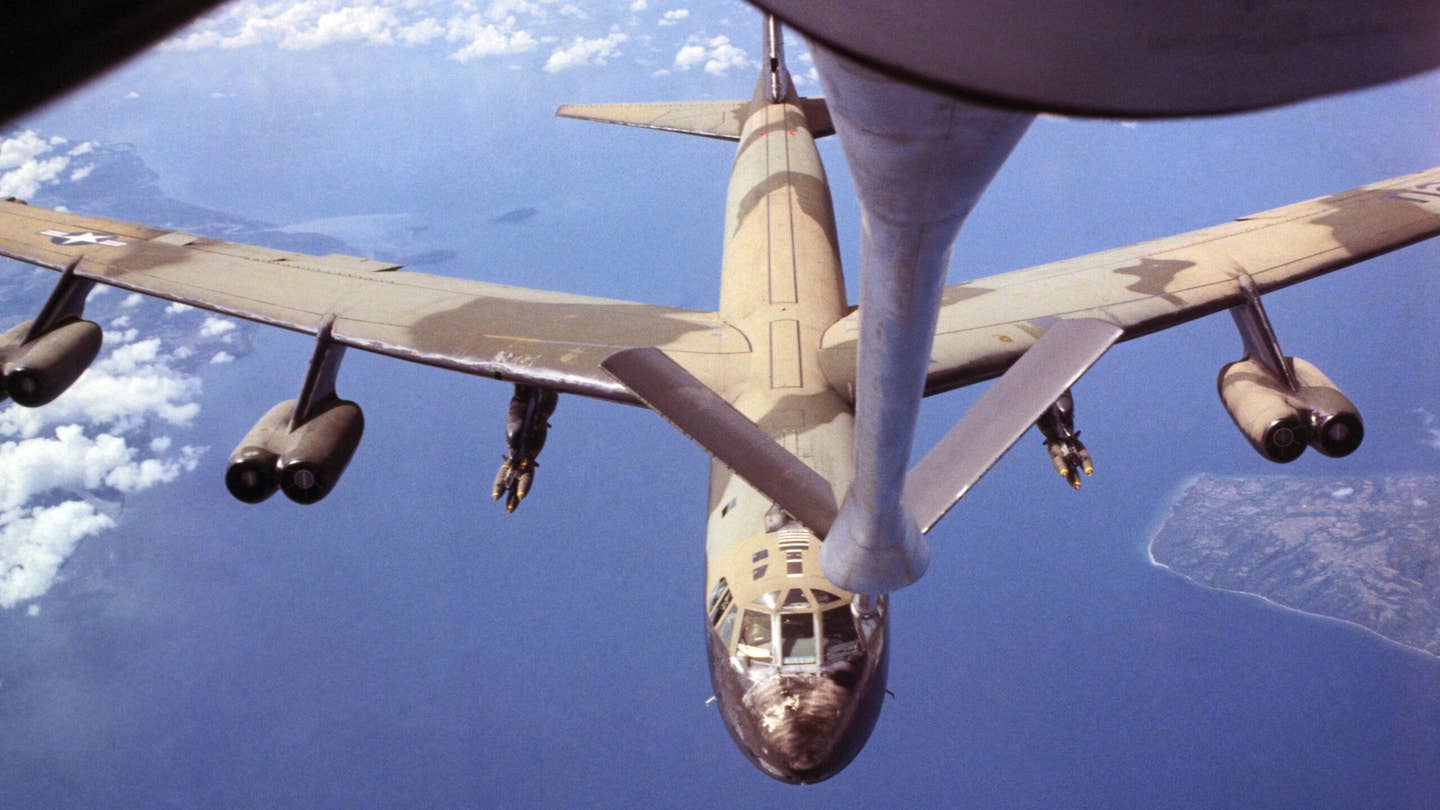 View of USAF B-52 Stratofortress Bomber in Flight