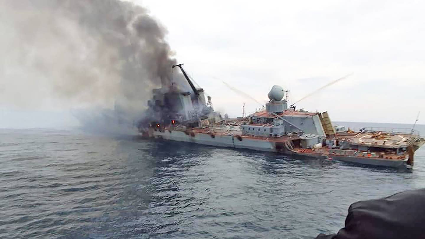 Russian Navy Cruiser Moskva Seen Badly Damaged In New Image (Updated)