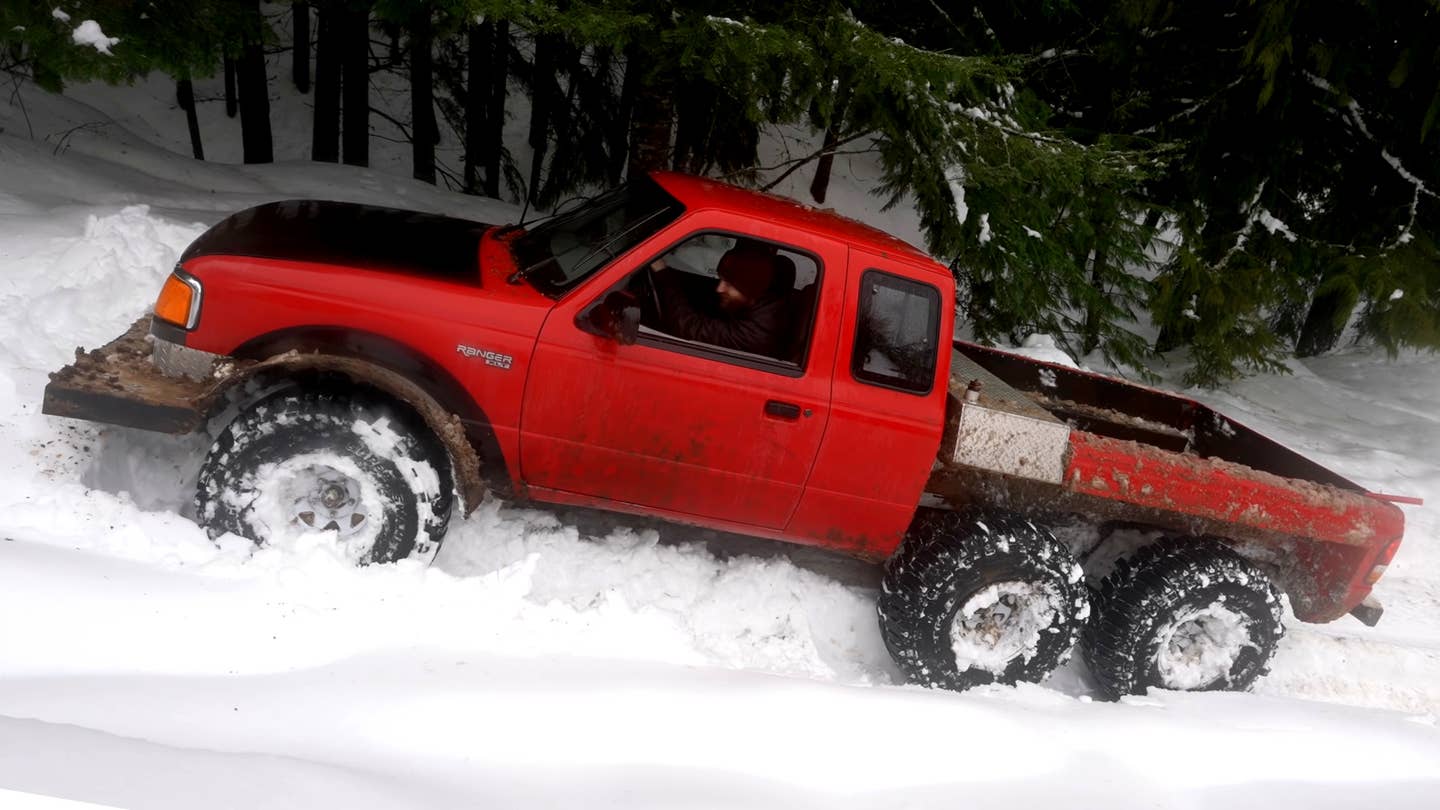 Watch This Homebrew 6×6 1995 Ford Ranger Tear Up The Snow