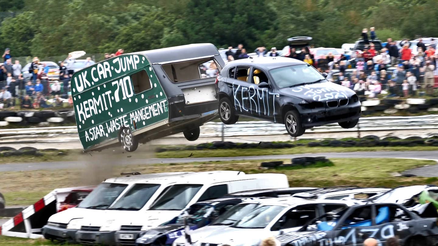 This Brutal British Car Jumping Competition Sends Hatchbacks to Car Heaven