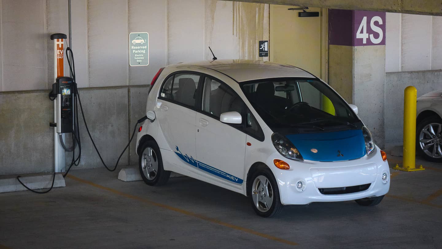 i-MiEV charging in a Parking deck