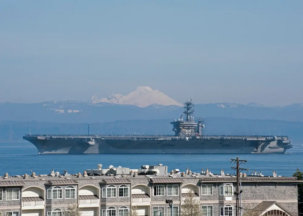 The Navy is investigating extending the life of the <em>USS Nimitz</em>. Photo by&nbsp;<a href="https://www.dvidshub.net/portfolio/1101613/nathan-lockwood">Petty Officer 3rd Class Nathan Lockwood</a>.