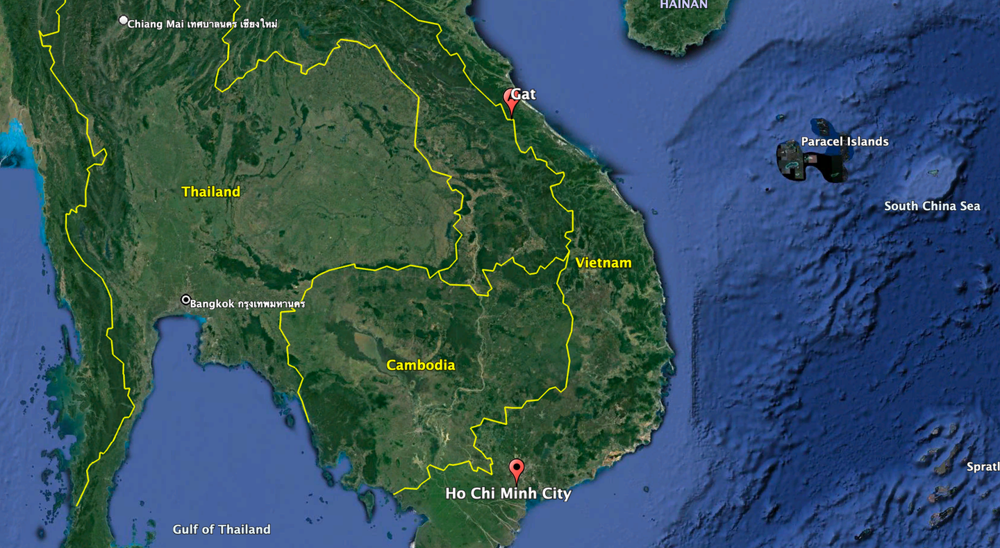 The location of Gat in modern-day Vietnam. <em>GOOGLE EARTH</em>