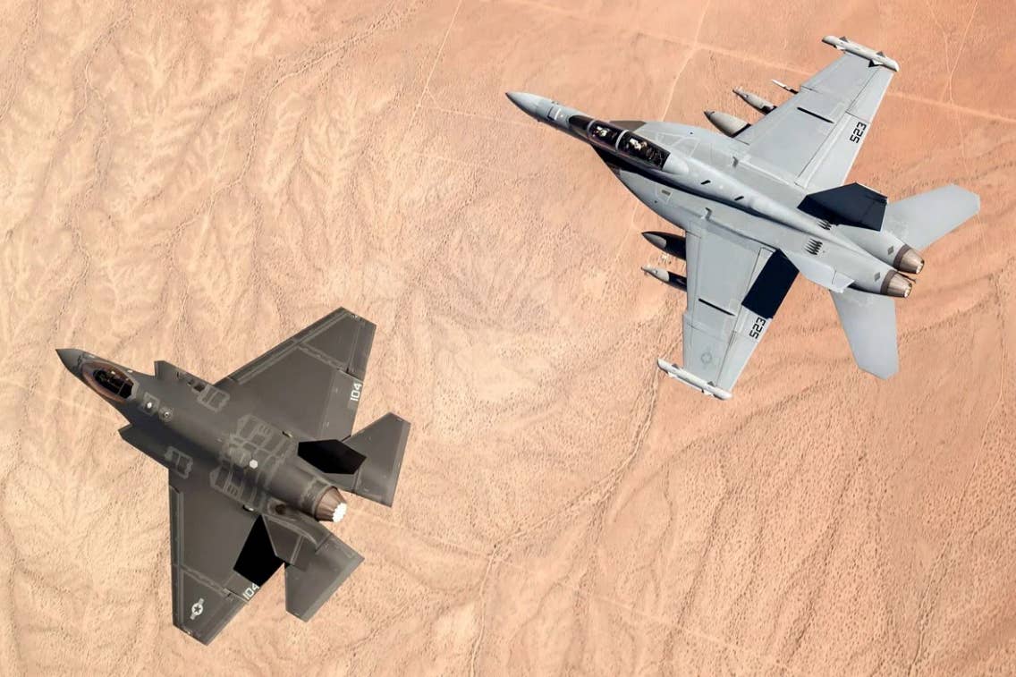 F-35C and EA-18G in formation. Photo credit: USN