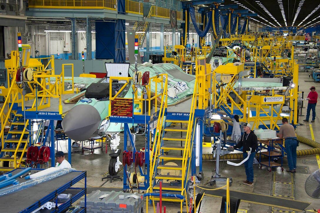 Lockheed Martin employees work on the F-35 Lightning II production line in Fort Worth, Texas. <em>U.S. Air Force</em>