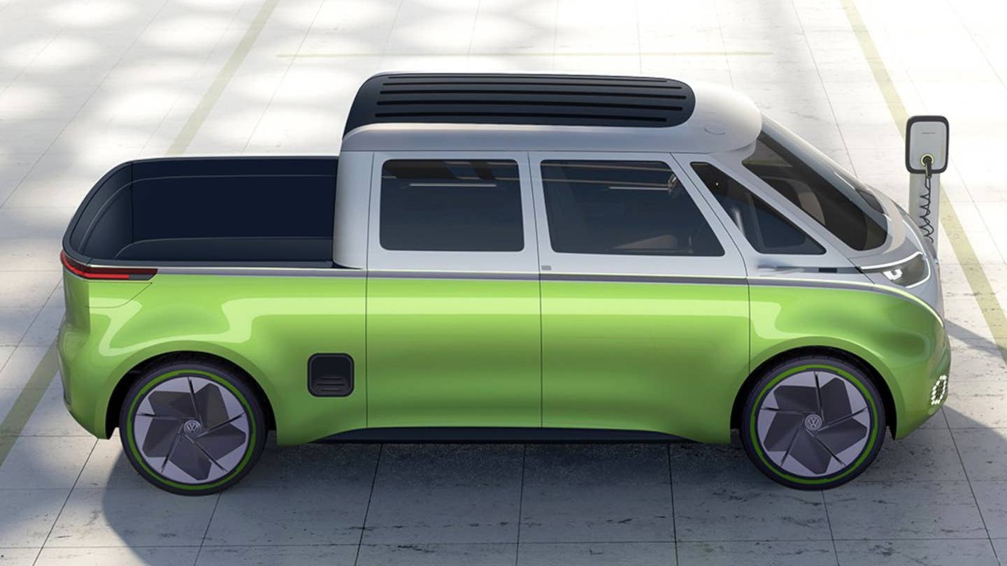 VW Cruelly Teases an ID Buzz Pickup Concept It’ll Never Build