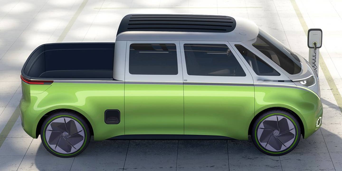 VW Cruelly Teases an ID Buzz Pickup Concept It’ll Never Build