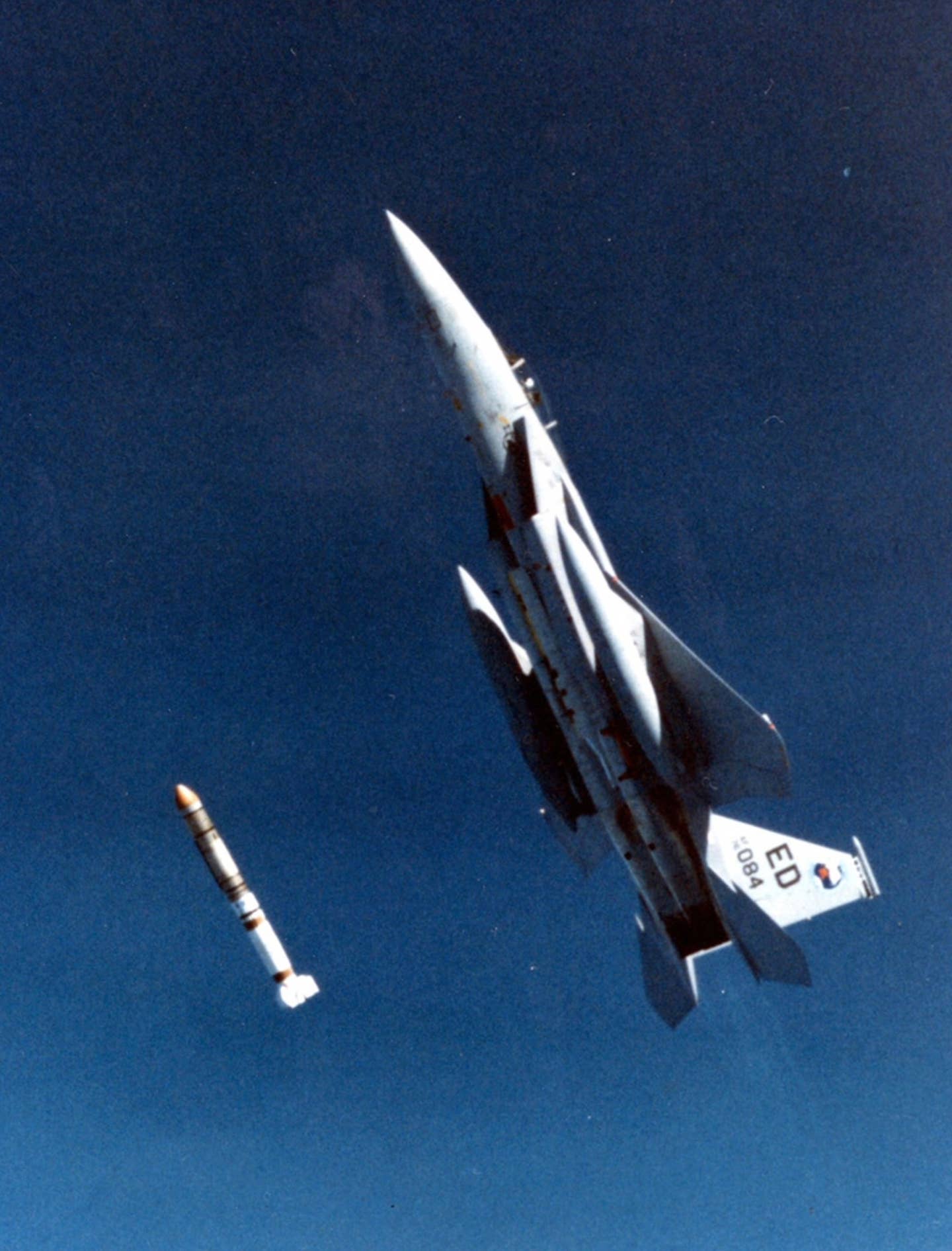 Maj Gen Pearson is credited with the USAF’s one and only satellite shoot-down. He is seen here doing so. Credit: USAF<br><br>
