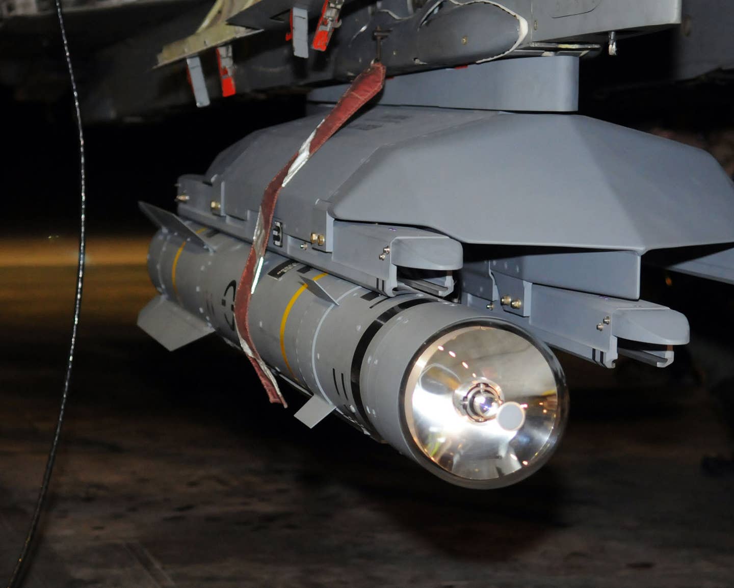 A Brimstone missile fitted to a Royal Air Force Tornado GR4 strike aircraft. <em>Crown Copyright</em>