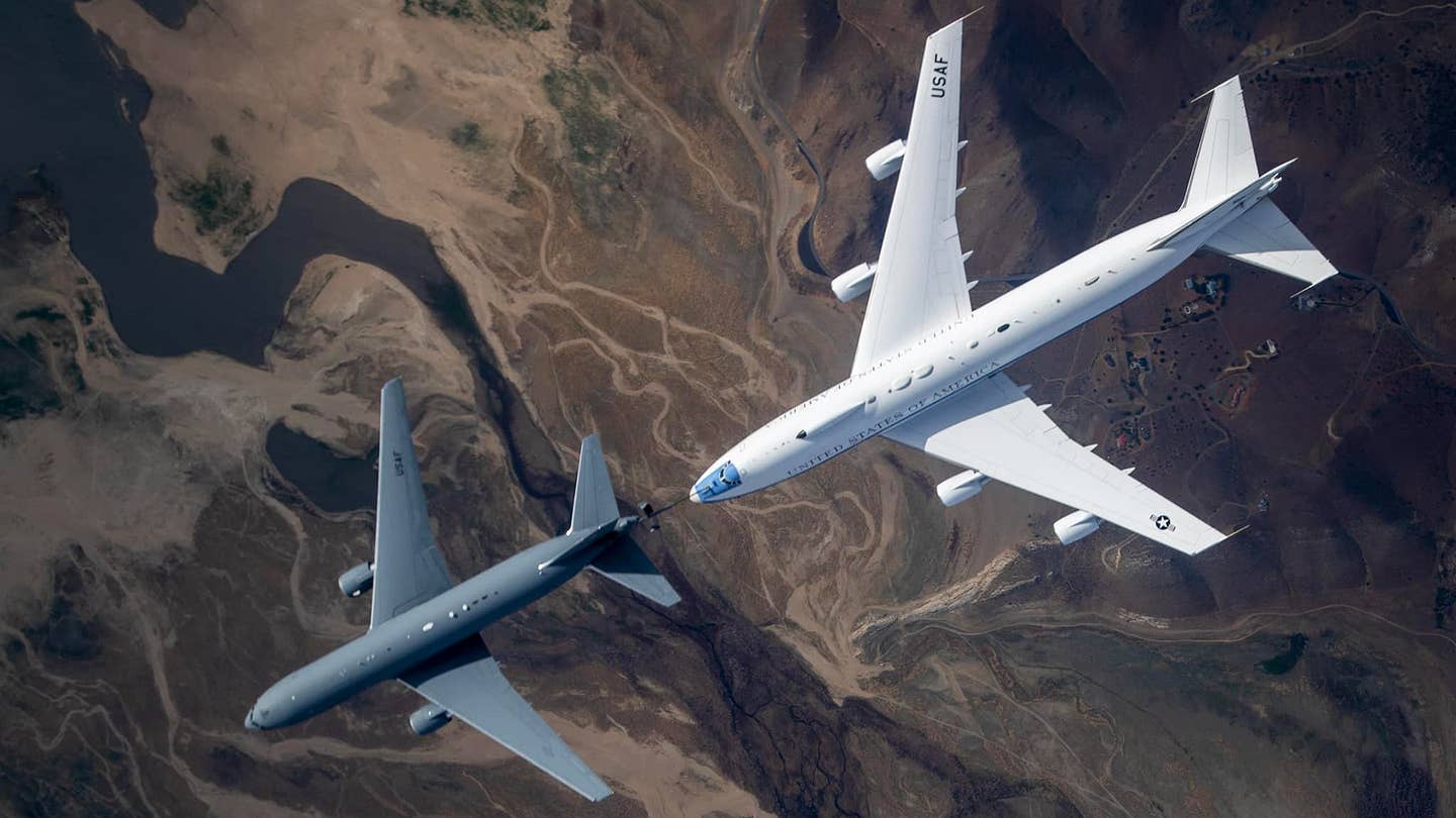 E-4B ‘Doomsday Plane’ Dwarfs A KC-46 In These Stunning Refueling Shots