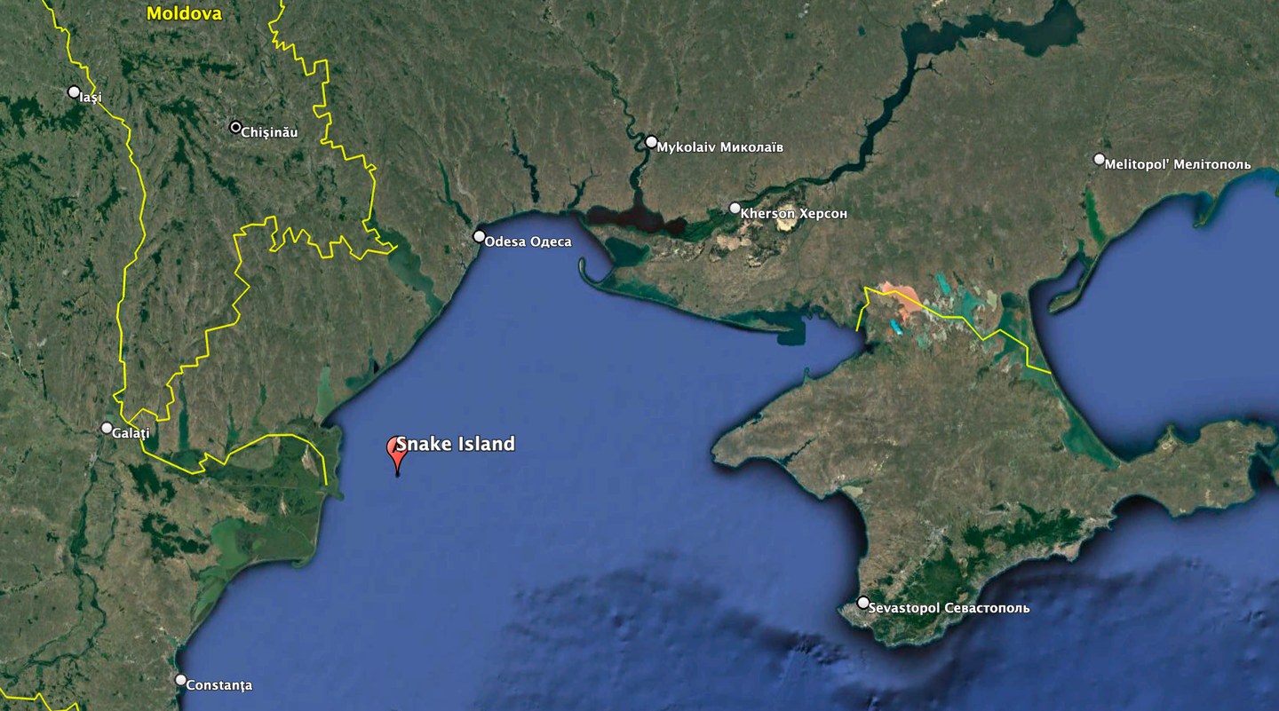 Location of Snake Island in the Black Sea. <em>Google Earth</em>