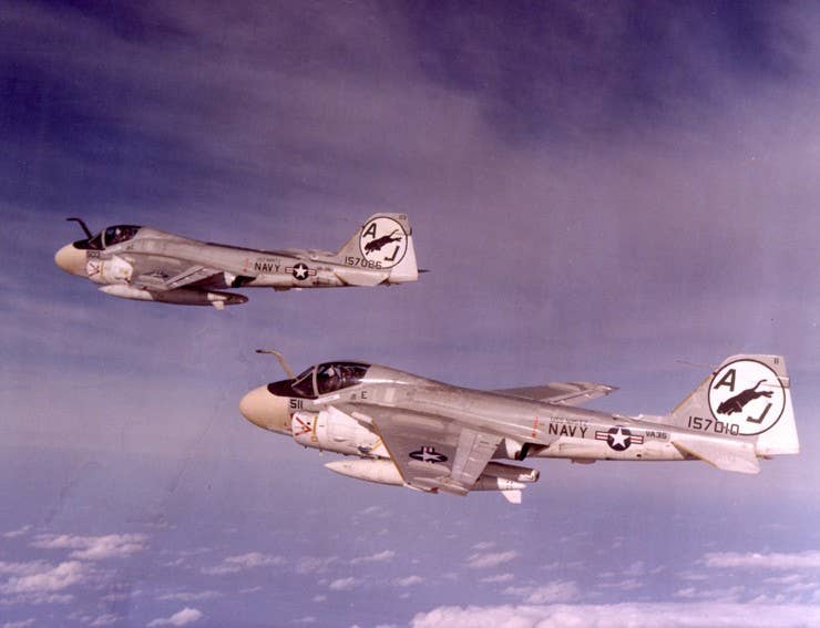 A pair of A-6E Intruders of Attack Squadron 35 (VA-35).<em> U.S. Navy</em>
