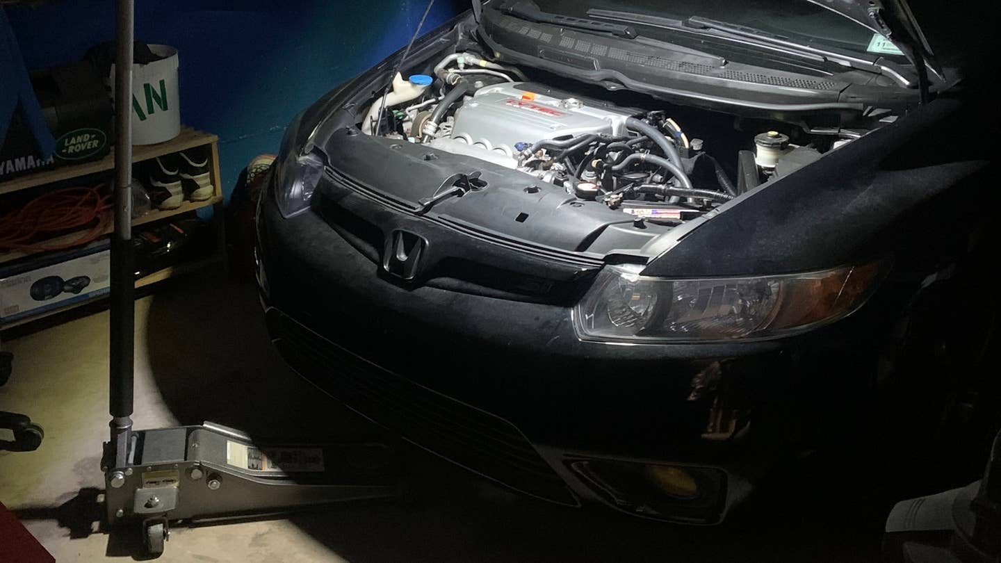 The K20Z3 engine of a Honda Civic Si.