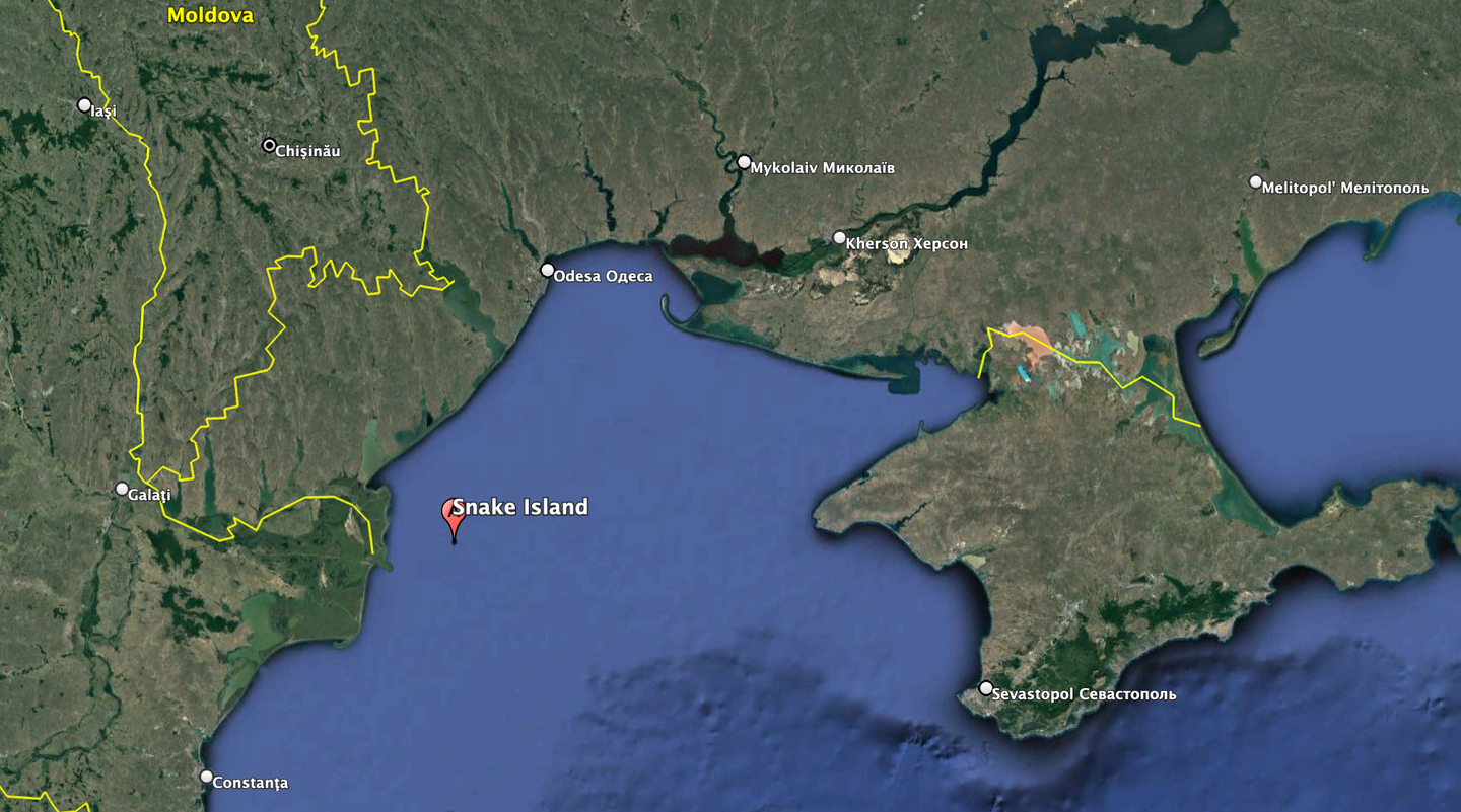 Location of Snake Island in the Black Sea.&nbsp;<em>Google Earth</em>