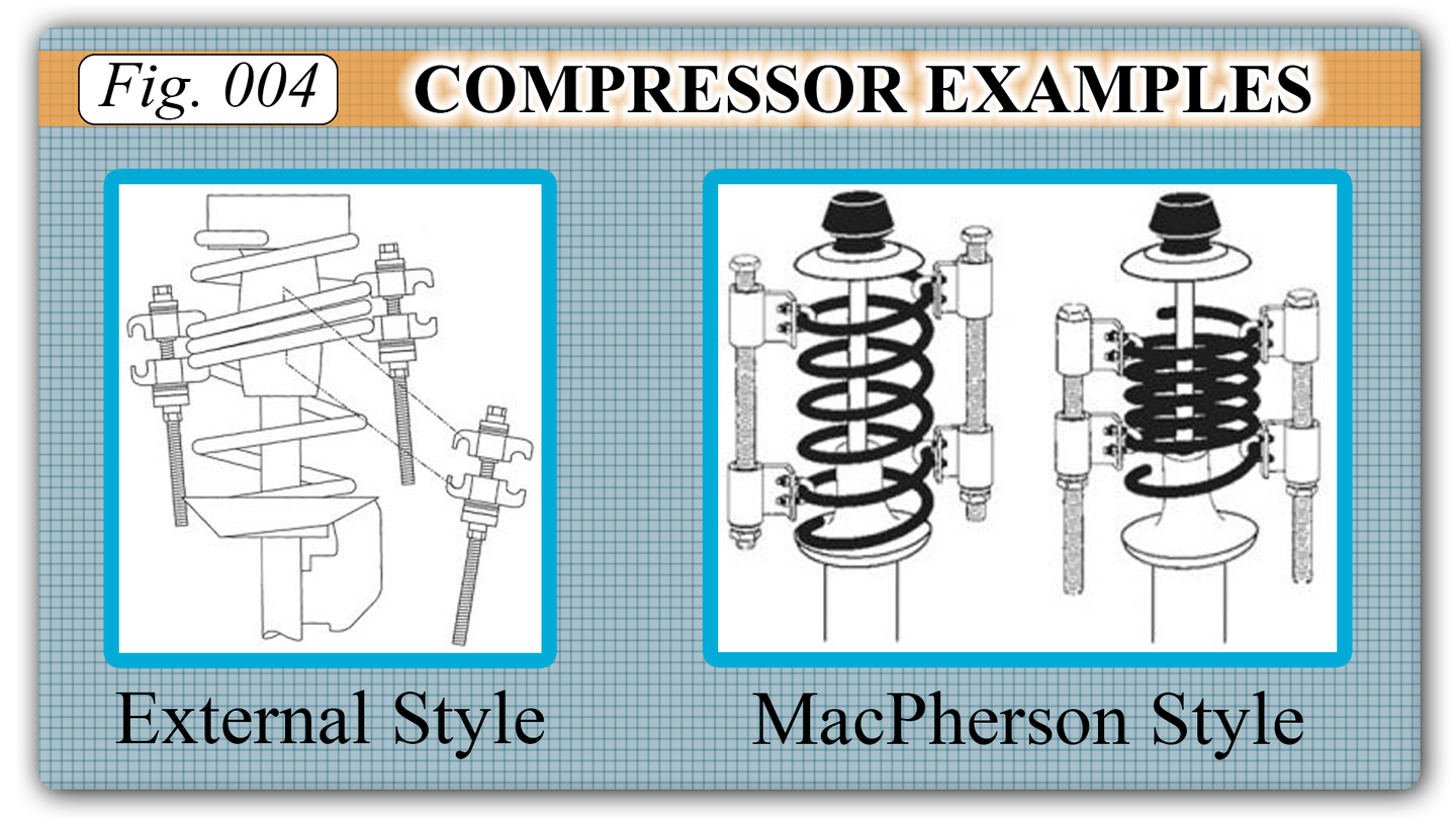 Two slightly different spring compressors for different suspension types.